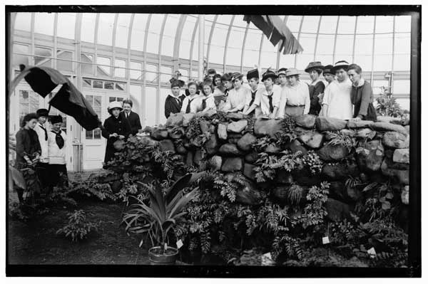 Class in greenhouse.