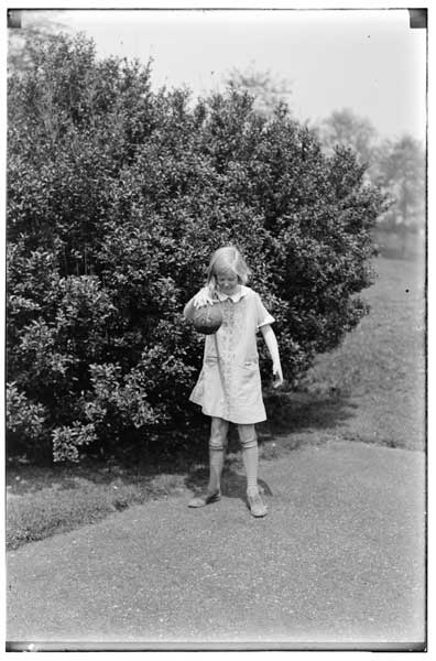 Rubber.
Ball of S. A. native.
Margaret White, playing.  1925.