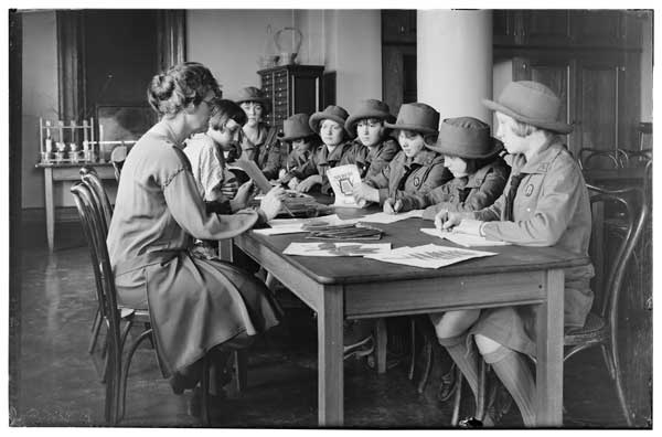 Nature Study.  
Girl Scouts in Class.  Miss Woodward in charge, 1926.