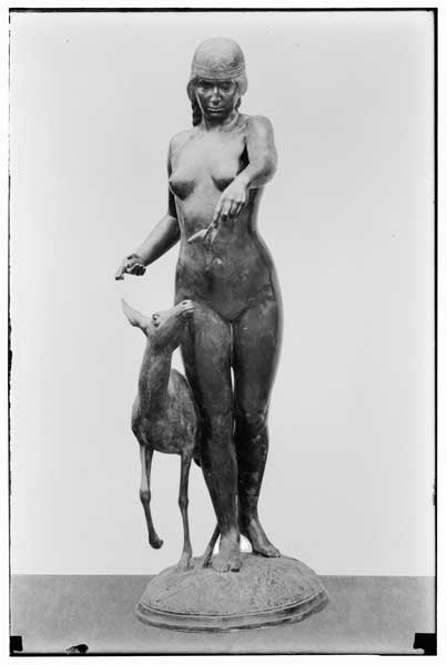Statue.
Indian Maid & Faun- Front view.
