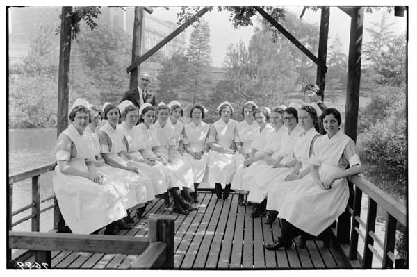 Prospect Heights Hospital Class of Nurses (June 1931) in Jap. Garden Tea House.
