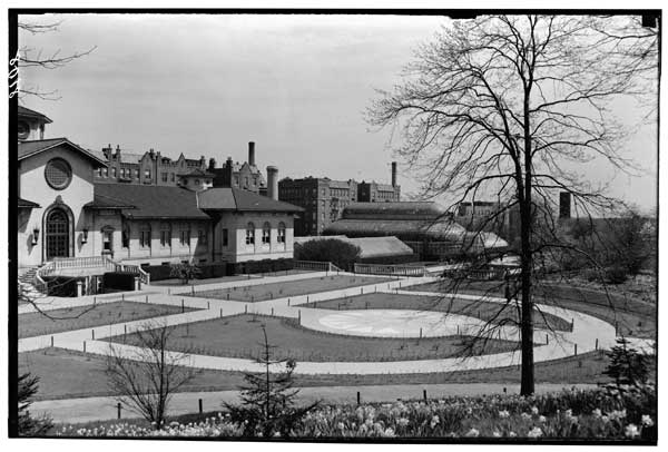 Plaza, Laboratory.  Facing south east from Boulder Hill.  Cf. Neg. No. 9268.