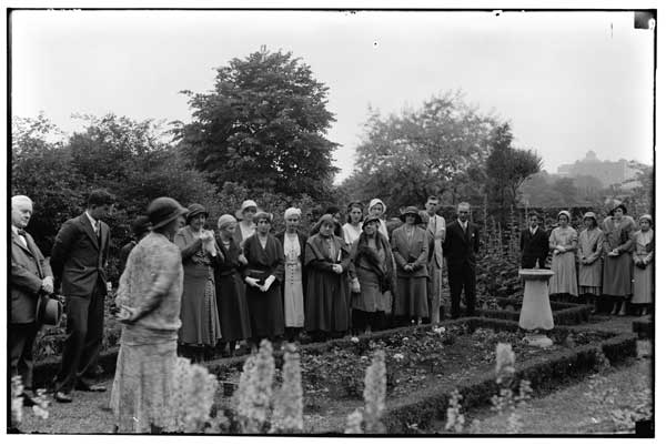 Formal Garden.
Dedication of memorial rose to Bernard Goodman, 1932